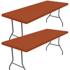 2 Pack Rectangle Spandex Fitted Table Cloth (Terracotta / 96" x 30" (Rectangular))