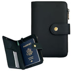 All in One RFID Passport Wallet with Tracker Slot (Black)