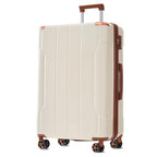 24" Expandable Checked Luggage Hardshell Suitcase with TSA Lock (White Brown Single / 24 Inch)