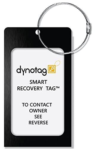 Web Enabled Smart Aluminum Convertible Luggage ID Tag + Braided Steel Loop (Midnight Black)