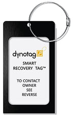 Web Enabled Smart Aluminum Convertible Luggage ID Tag + Braided Steel Loop (Midnight Black)