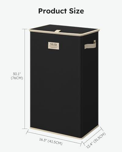 100L Laundry Hamper with Lid (Pitch Black / 100L)