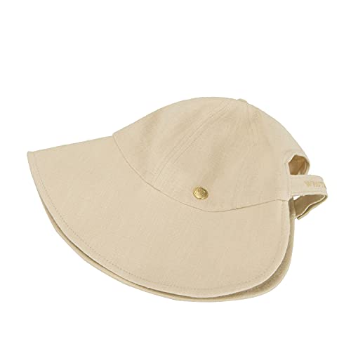 Linen Victorian Bonnet Hat Sun Cap (Small-Large / Beige)