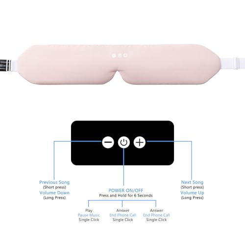Sleep Headphone Headband Bluetooth 5.2 HD Stereo Noise Reduction Eye Contour Built (Pink)