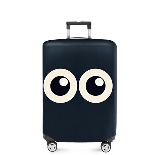 Navy Blue Cartoon Eyes Luggage Cover (#3 / M(fits 24-26Inch suitcase))