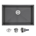 28×20 Inch Undermount Kitchen Sink (L 28"×W 20"×H 9" / Black)