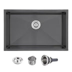 28×20 Inch Undermount Kitchen Sink (L 28"×W 20"×H 9" / Black)