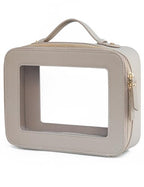 Clear Makeup Bag Travel Cosmetic Case Clear Toiletry Bag with Zipper Make Up Organizer Traveling Mahjong Tile Bag Stone Large (Stone / Large Luxe)