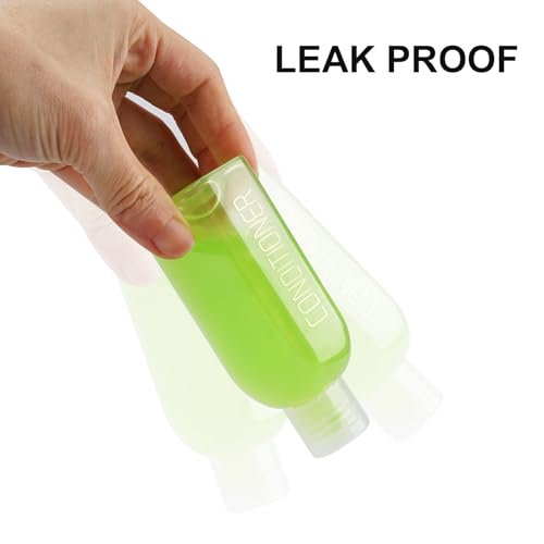 Travel Bottles for Toiletries 8PCS 3.4oz TSA Approved Containers (3.4oz 2-Color - 6 Labeled 2 Blank)