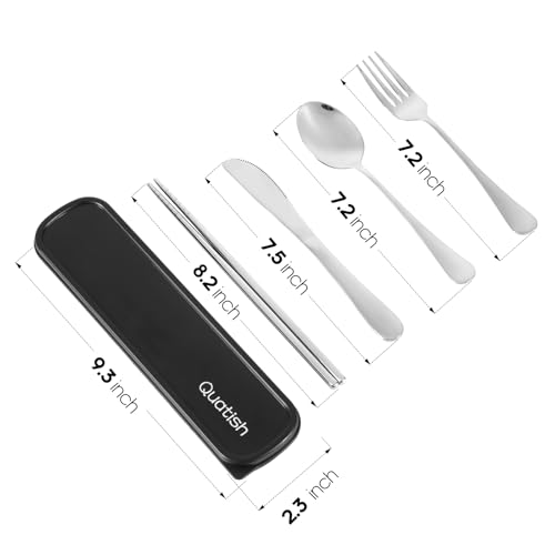 5 Piece Travel Utensils with Case (Silver)