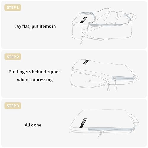 Compression Packing Cubes for Travel (Vanilla Cream / 6PCS)
