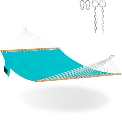 Lazy Daze Double Olefin Quick Dry Hammock with Spreader Bar for Outdoor (Turquoise)