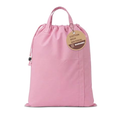 LFH Home Large Premium 1pack Cotton Rich Canvas Laundry Bag with Drawstring and Handles Heavy Duty (28”x36” / Pink)