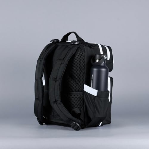 15L Slim Gym Backpack 1000D Travel EDC (Black With White Accents)