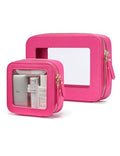 Clear Makeup Case Toiletry Bag Travel Medium Clear Cosmetic Bag with Zipper (Hot Pink / Mini & Medium)