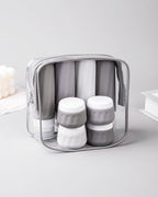Travel Bottles for Toiletries 8 Pack (3oz bottle 1oz jar / Proper Gray)