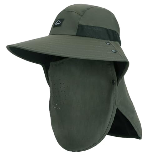 Outdoor Sun Hat for Men Women (1pack--green(face Cover))