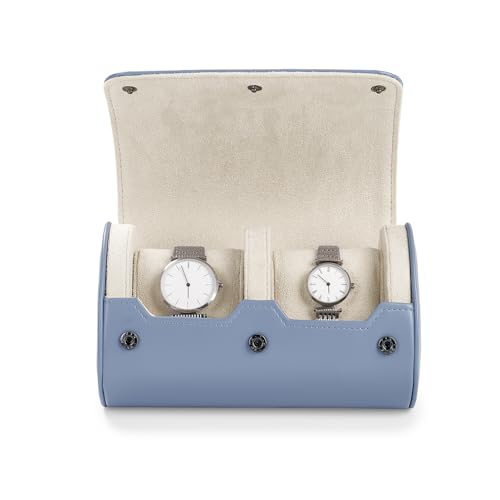 2 Slot Leather Watch Organizer Case Light Blue (Sky Blue / 2-Slot)
