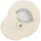 Sun Hat for Men Women with Neck Flap& Removable Face Cover Wide Brim (1pack-ivory)