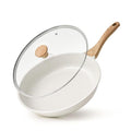 9.5Inch Nonstick Ceramic Frying Pan with Lid (White Ceramic / 9.5 Inch)