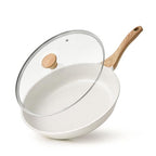 9.5Inch Nonstick Ceramic Frying Pan with Lid (White Ceramic / 9.5 Inch)