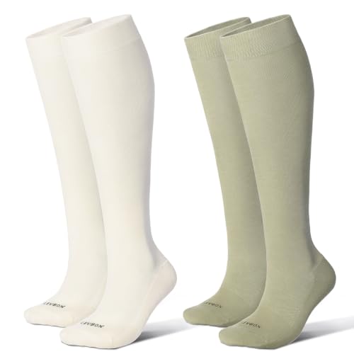 Cotton Compression Socks for Women Men 20 (2 Pairs-yellow&green / X-Large)