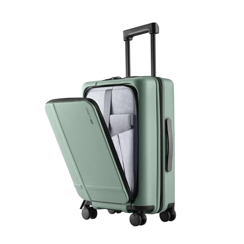 Carry On Luggage 22x14x9 Airline Approved (05-Creamy Matcha Tea / Carry-On 20-Inch (Clamshell, 34L))