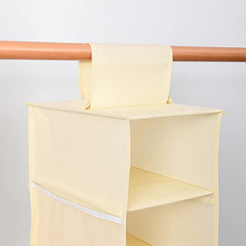 Hanging Shoe Organizer for Closet with Side Mesh Pockets (Beige(1 Pack))