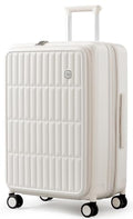 Expandable Top Open 28 Inch Checked Luggage with Spinner Wheels (Coconut White / Checked-Large 28-Inch)