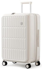 Expandable Top Open 28 Inch Checked Luggage with Spinner Wheels (Coconut White / Checked-Large 28-Inch)