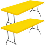 2 Pack Rectangle Spandex Fitted Table Cloth (Yellow / 96" x 30" (Rectangular))