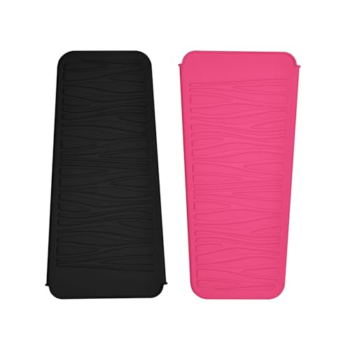 2 Pack Silicone Heat Resistant Travel Pouch for Straighteners (2 Pack / Black&hotpink)