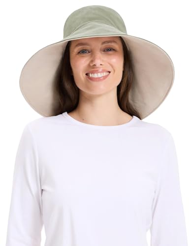 Ultra Wide Cotton Linen Hat (Small-Medium / Sage / Beige)