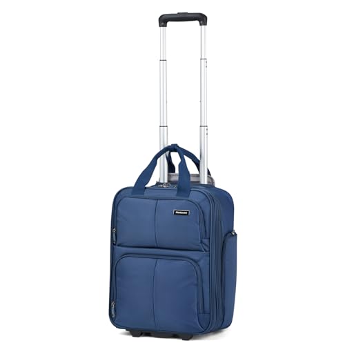 16 Inch Expandable Carry on Luggage with 2 Wheels Airline Approved (Blue / 16 Inch EXT)