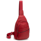 Large Sling Bag for Women Crossbody Purse Leather Fashionable Trendy Chest Bag for Travel (Red / Leather-like Flex)