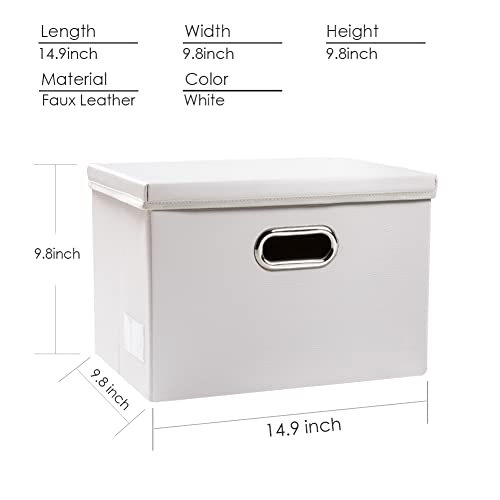 Collapsible Storage Bins with Lids [3 (White / Medium(3-Pack))