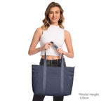 Tote Bag for Women (L-gray-blue-fits 17" Laptop)