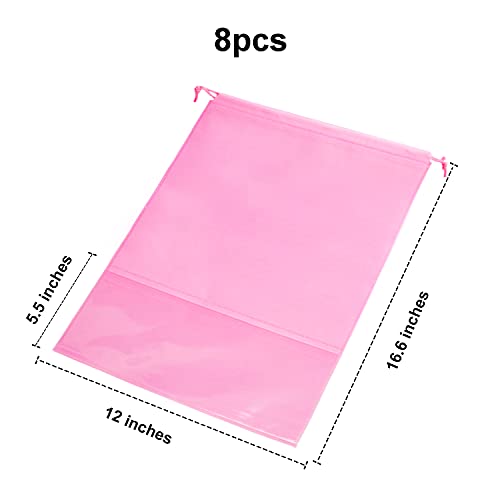 8PCS Travel Shoe Bags with Rope for Men and Women Large Shoes Pouch Organizers (Pink)