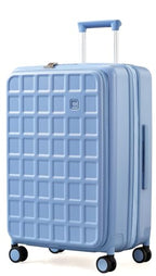 Expandable Top Opening 24 Inch Checked Luggage with Spinner Wheels (Blueberry Blue / Checked-Medium 24-Inch)