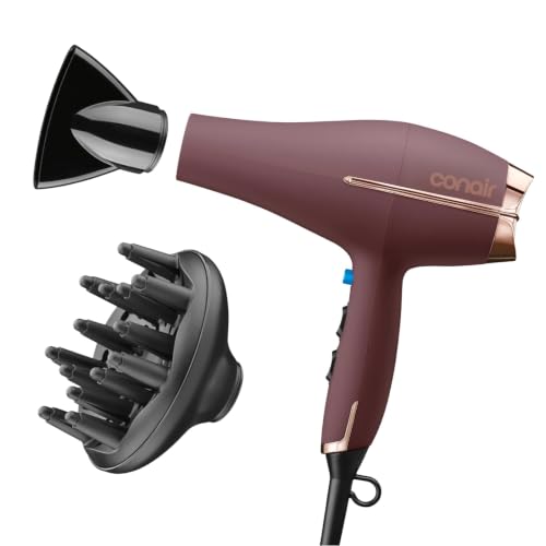 Hair Dryer with Diffuser & Concentrator (Plum / 1 Count (Pack of 1))