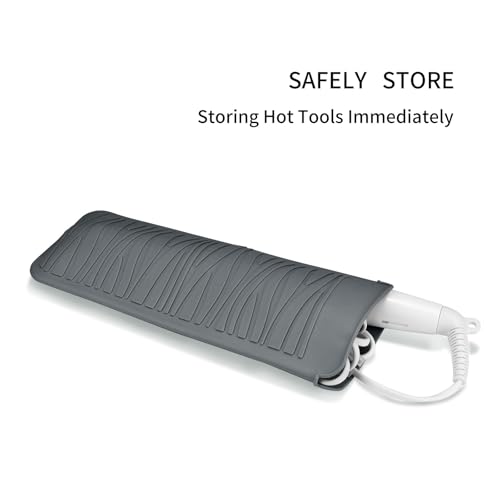 2 Pack Silicone Heat Resistant Travel Pouch for Straightener (2 Pack / Light Grey&beige)