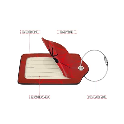 Spider Web 2 Pcs Premium Leather Tags with Privacy Covers (Spider Web)