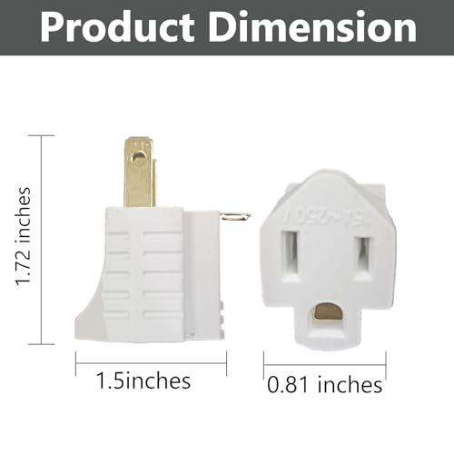 Polarized 2 Prong to 3 Prong Ground Adapter 6 Pack White (White)
