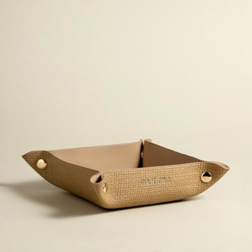 Foldable Valet Tray (Raffia Embossed, Wheat)