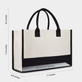 Embroidery Initial Canvas Tote Bag (Black & White / R)
