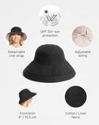 Women's Holiday Sun Hat UPF 50+ (Large-X-Large / Black/Beige)
