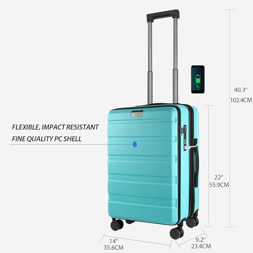 20 Inch Airline Approved Carry On Luggage (Lake Blue)