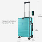 20 Inch Airline Approved Carry On Luggage (Lake Blue)
