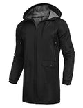 Men's Packable Rain Jacket Outdoor Waterproof Hooded Lightweight Classic Cycling Raincoat (Black / X-Large)