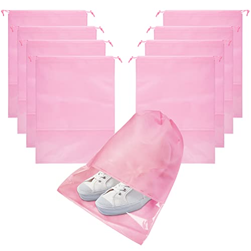 8PCS Travel Shoe Bags with Rope for Men and Women Large Shoes Pouch Organizers (Pink)